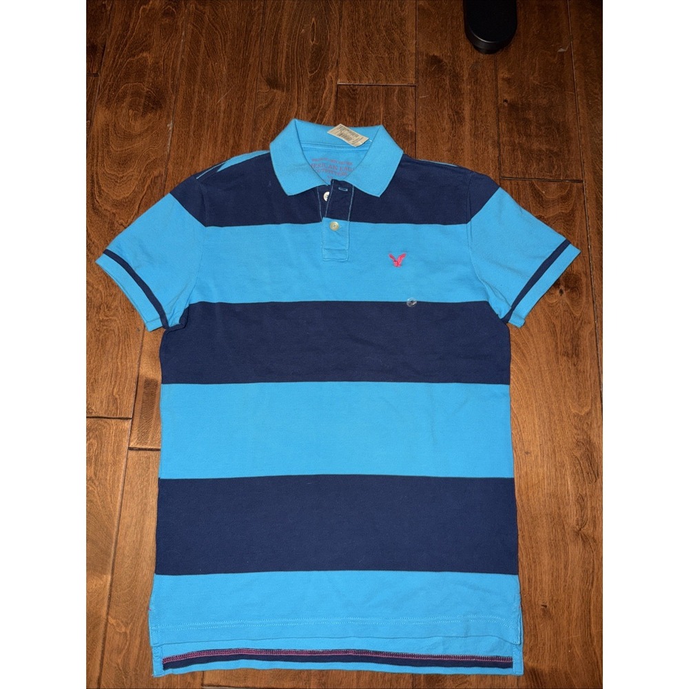 American Eagle Men's Small Athletic‎ Fit Polo Short Sleeve NWT Multicolor Blue